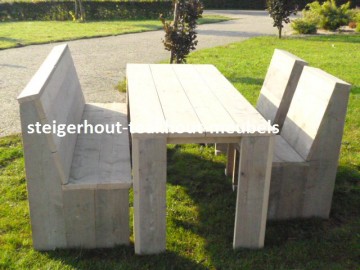 1 steigerhout tuinset basic 160 sfeer