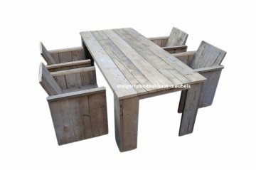 3 steigerhout tuinset klassiek 4 stoel n