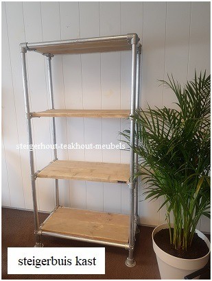 Boekenkast open steigerbuis planken sfeer n