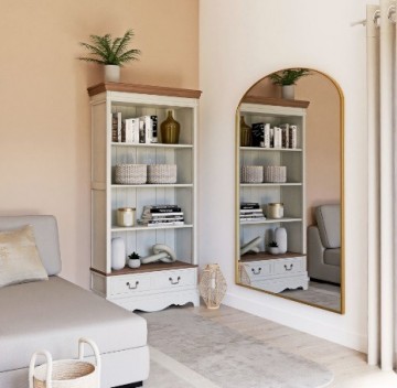 Boekenkast smal  wit creme 90 sfeer