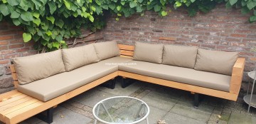 Douglas hoekbank rechte armleuning kussens taupe n