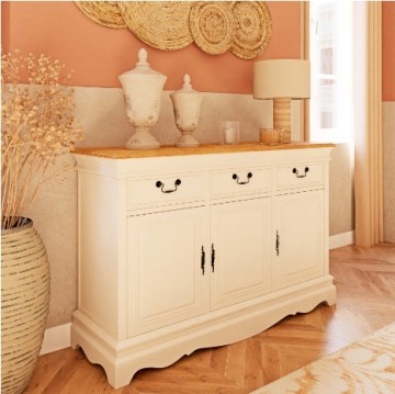 Dressoir wit creme 131x43x87h open sfeer