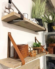 Leren plankdragers met steigerhouten plank n