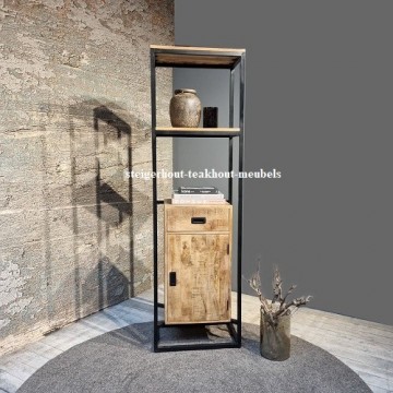 Mangohout boekenkast 200cm 1 n