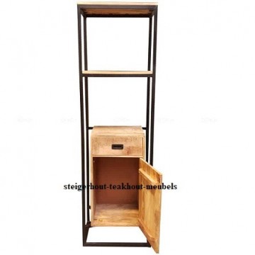 Mangohout boekenkast 200cm 1 open n