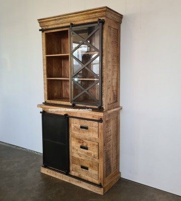 Mangohout buffetkast metaal 100 opzij n