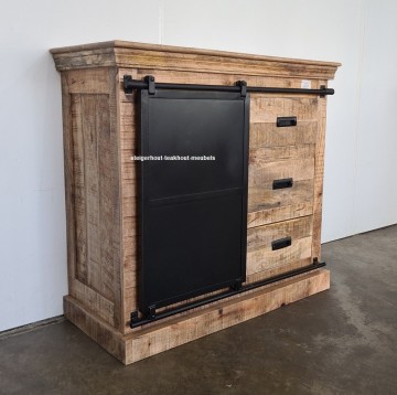Mangohout dressoir metaal 100 opzij n