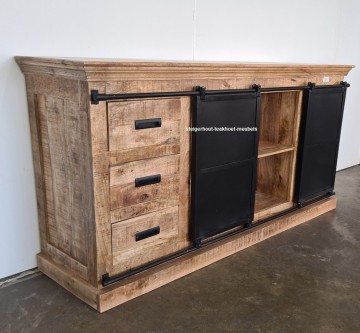 Mangohout dressoir metaal 250 opzij n