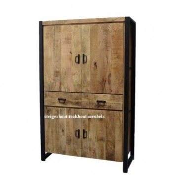 Mangohout opbergkast bo 4deur 2laden dicht n