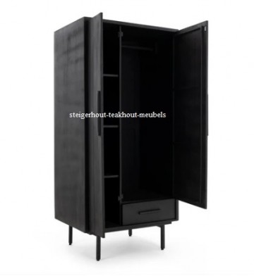 Mangohout opbergkast jay zwart open n