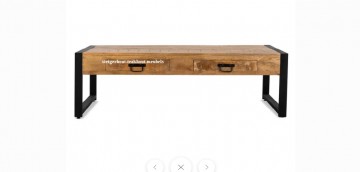 Mangohout salontafel bo 2 lades 120cm blanco n