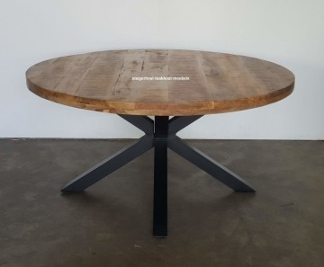 Mangohout tafel rond metaal n