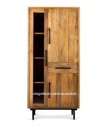 Mangohout vitrinekast jay n