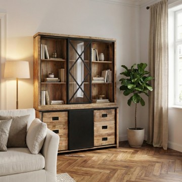 Mangohout vitrinekast n 160 sfeer n