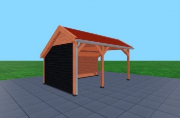 Palen onder luifel kapschuur