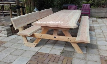 Picknicktafel boomstam douglas 200 rugleuning n