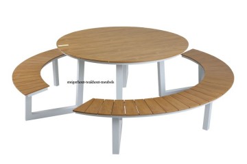 Picknicktafel rond aluminium wit n