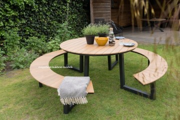 Picknicktafel rond aluminium zwart n