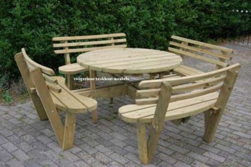 Picknicktafel rond grenen 120 rugleuning