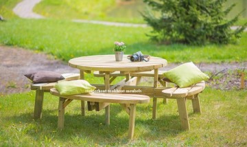 Picknicktafel rond grenen 120