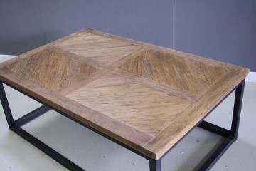 Salontafel metaal onderstel oud teak 1 n