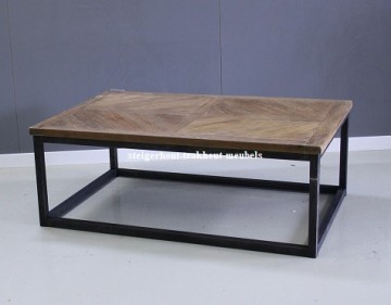 Salontafel metaal onderstel oud teak n