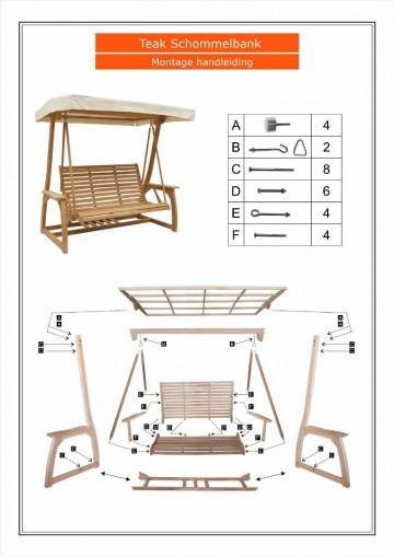 Schommelbank teakhout montagehandleiding