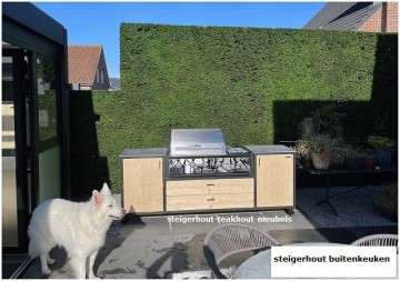 Steiegrhout buitenkeuken boretti metaal l r deuren m lade open vak 1 n