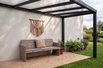 Steigerhout bank design sfeer buiten 1