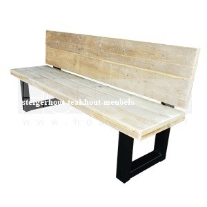 Steigerhout bank rugleuning metalen u poot n