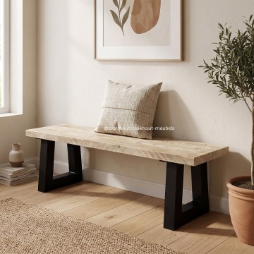 Steigerhout bank trapezium poot n sfeer