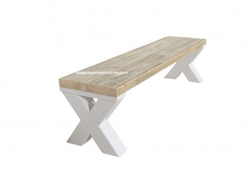 Steigerhout bankje benton wit n