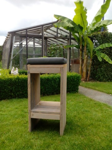 Steigerhout barkruk b met kussen