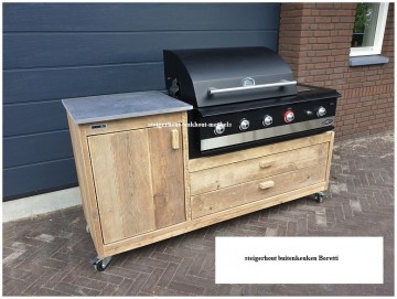 Steigerhout buitenkeuken boretti 2 barbecue zwart n