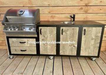 Steigerhout buitenkeuken exclusief metaal 1 n
