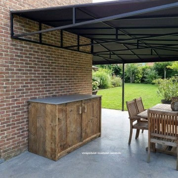 Steigerhout buitenkeuken kast 2deurs sfeer