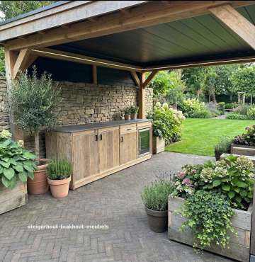 Steigerhout buitenkeuken kast koelkast 240 sfeer