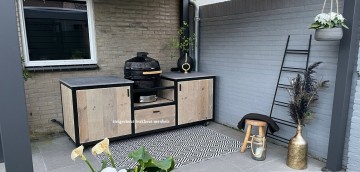 Steigerhout buitenkeuken metaal komado 1 n 0