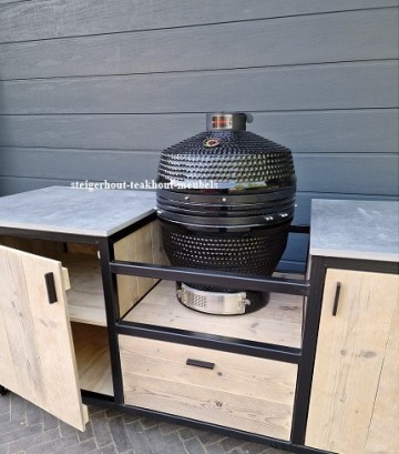 Steigerhout buitenkeuken metaal komado 3 n