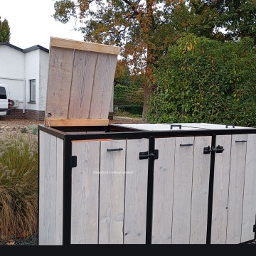 Steigerhout container ombouw deksel open 0