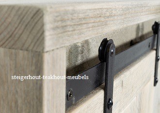 Steigerhout dressoir schuifdeur detail n