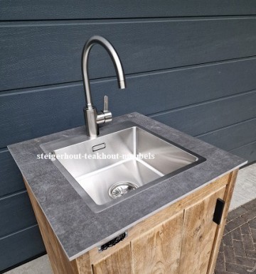 Steigerhout kast deur 60cm wasbak detail n