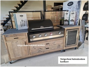 Steigerhout kast koelkast 60cm langs buitenkeuken n