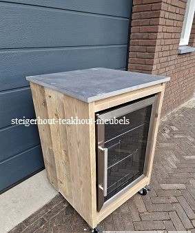 Steigerhout kast koelkast 60cm n