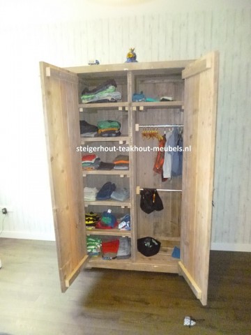 Steigerhout kledingkast 120 n p