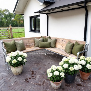 Steigerhout lounge hoekbank steigerbuis sfeer n1