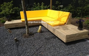 Steigerhout loungehoekbank luxe okergeel 1 n