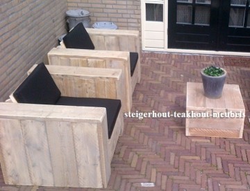 Steigerhout loungeset 1 kussen zwart 2 n