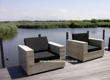 Steigerhout loungestoel luxe kussens n