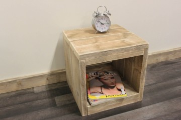 Steigerhout nachtkastje open 1